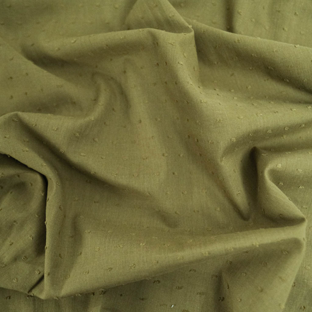 Khaki Plumetis Cotton Voile  - Maison Klem